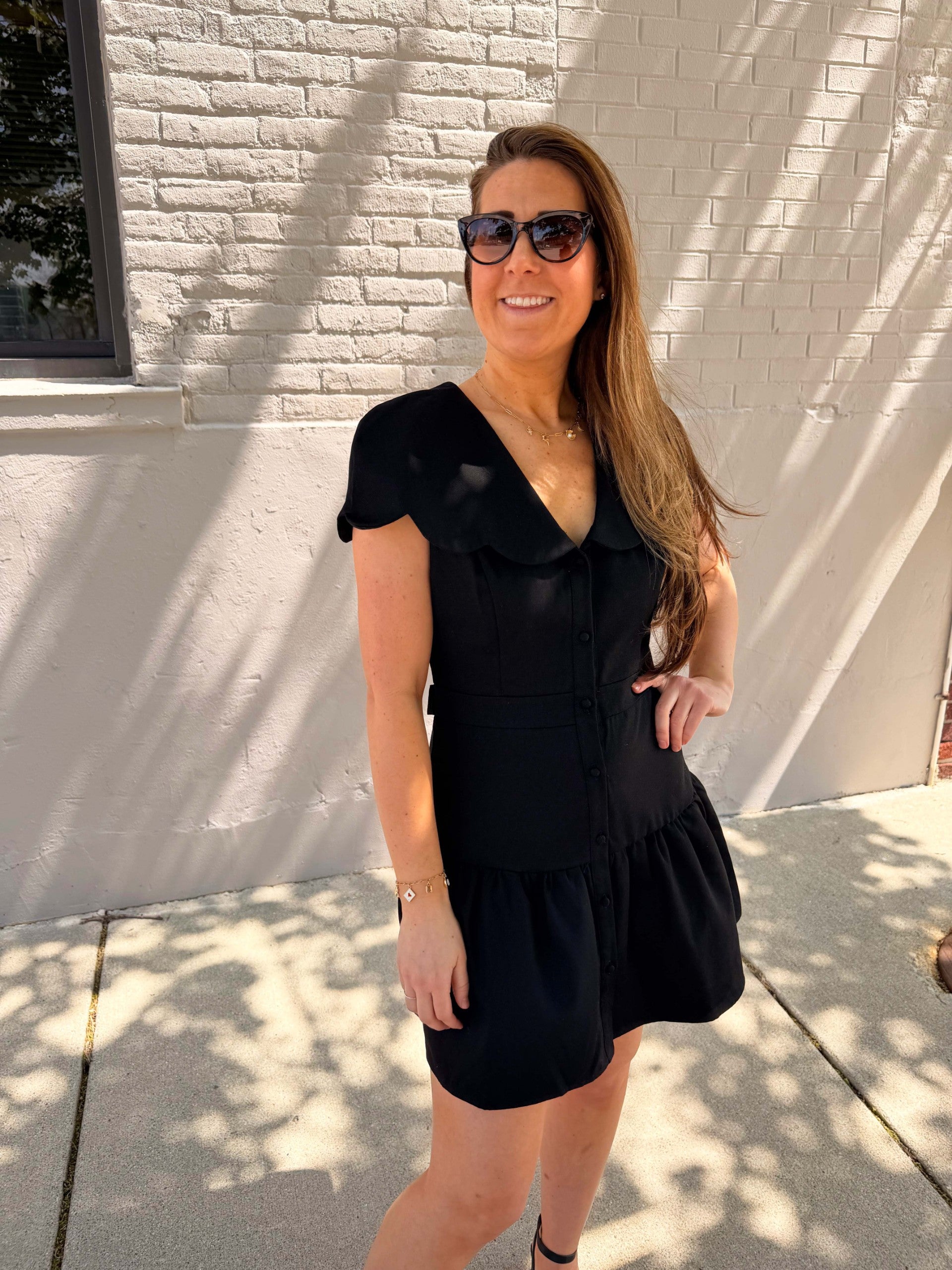 Scalloped Black Dress